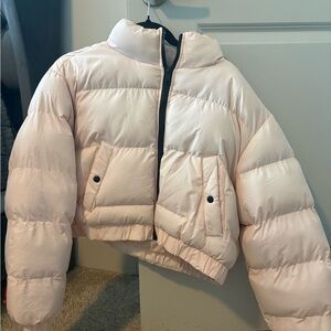 PrettyLittleThing Pastel Pink Cropped Puffer Jacket
